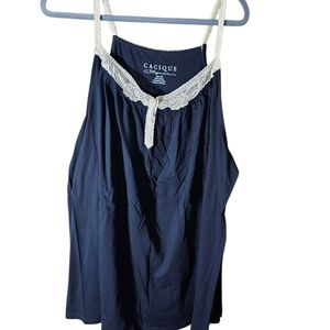 NWOT Cacique Black Lace Trim Camisole